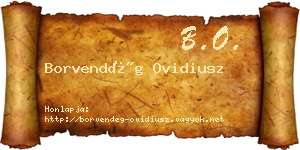 Borvendég Ovidiusz névjegykártya